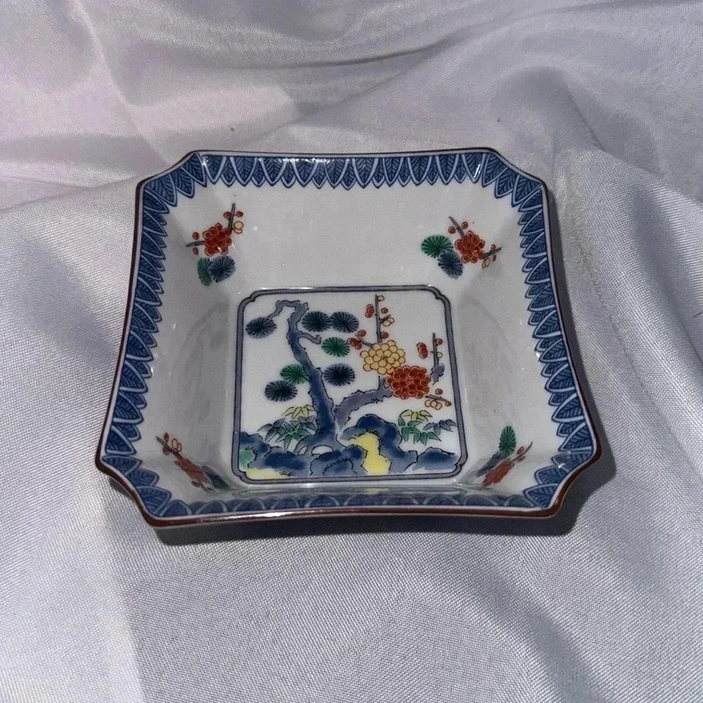 Vintage Square Imari Bowl - Character Marked - 1960s Small Imari Bowl